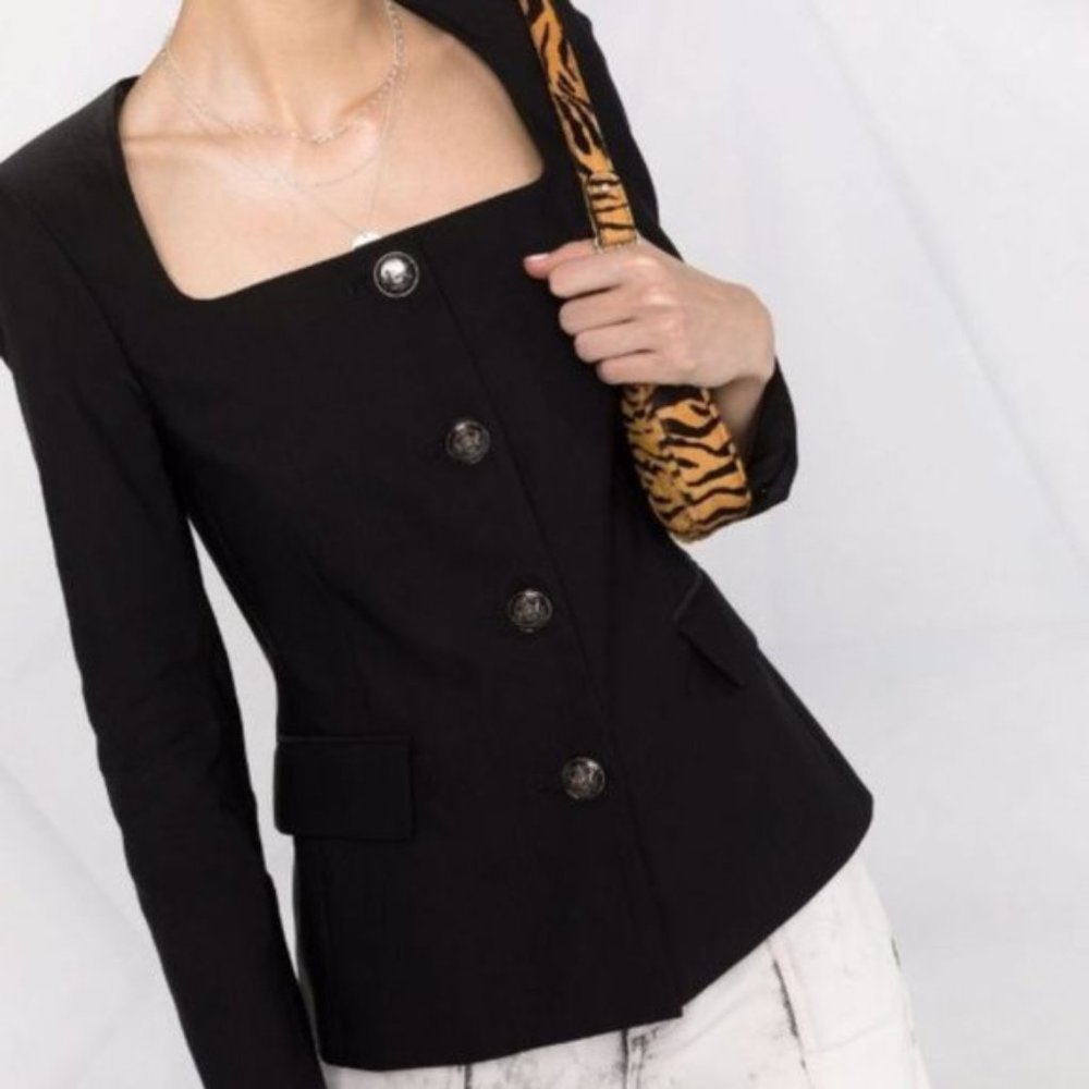 Veronica Beard Ria Collarless Jacket Black Blazer